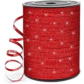 HimBen 500 Yards Curling Ribbon for Gift Wrapping, 3/16" Balloon String for Christmas Valentine Birthday Wedding Party Festival Decoration, Crafts, Flower Bouquet(Glitter Red)