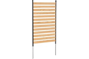 Outsunny Outdoor Privacy Screen Panel, 38" x 76" No Dig Space Divider with Fir Wood Planks and Aluminum Posts for Patio Backy