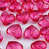YHYPOCI 50pcs Acrylic Heart Beads 20mm Heart Shape Loose Bead for Making Bracelet Necklace Jewelry Making Craft(Watermelon Red)
