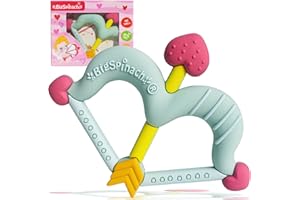 BIGSPINACH Teethers Heart Shape Silicone Baby Teether Toy Easy for Little Hands to Hold,Cupid Bow and Arrow Soft Teething Toy for Infants,Valentine's Day Gift for Girl or Boy (Green)