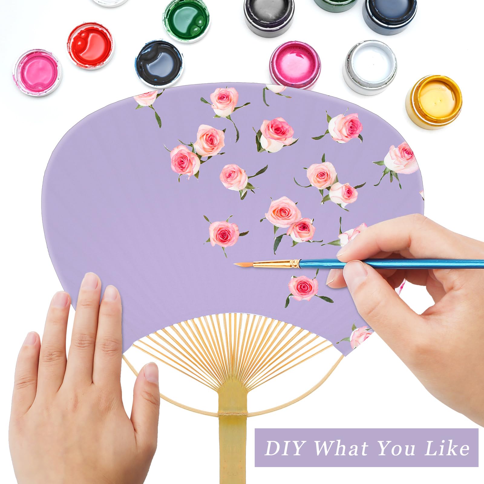 Geelin 50 Pcs Paddle Fan Bulk For Wedding Guests Decorative Fans