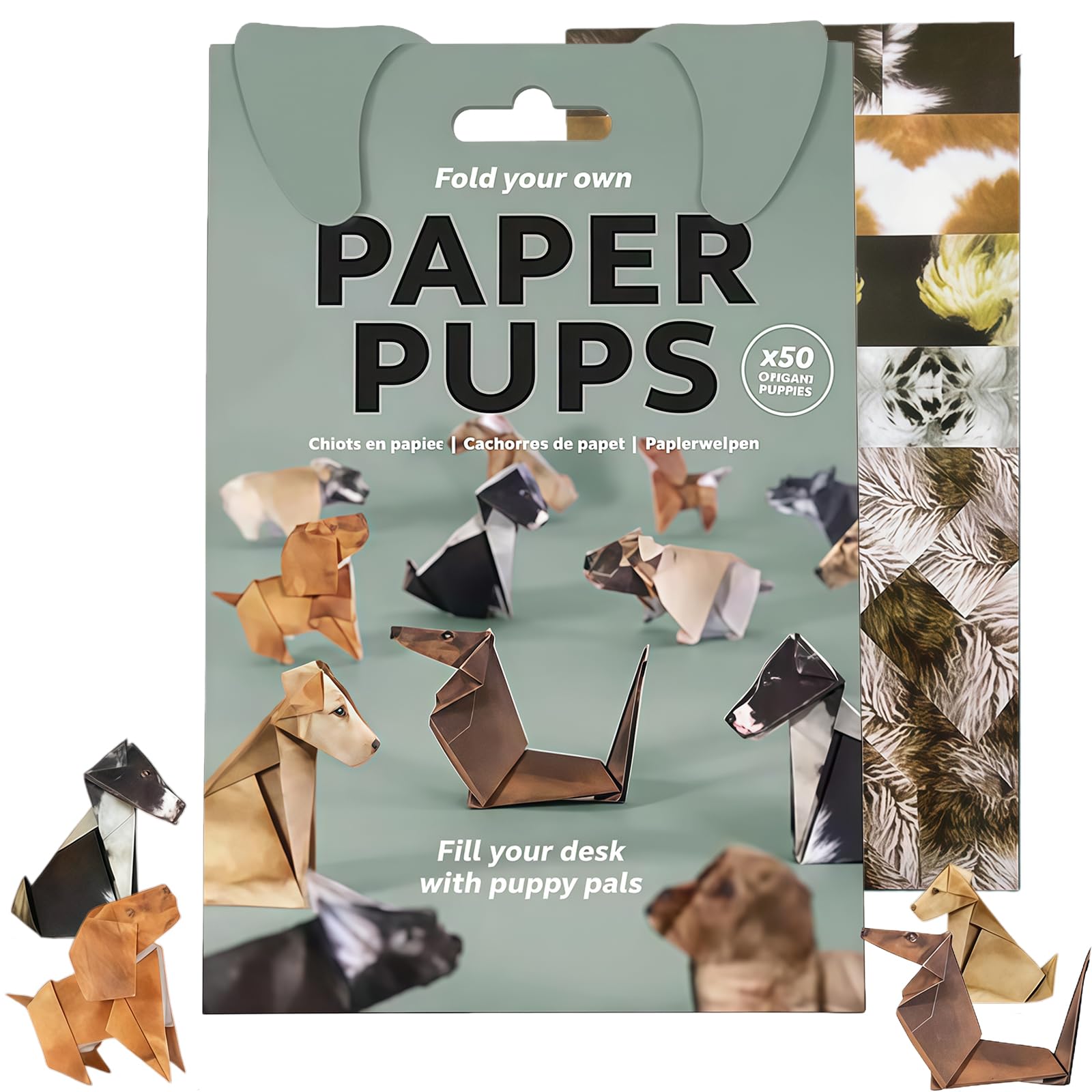 EliiSkinn Paper Pups Origami Kit, 50 Sheets DIY Craft for Adults & Kids, Fold Cute Dog Figures for Desk Decoration, Fun Gift for Animal Lovers, 1PCS