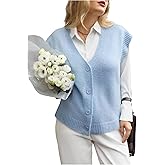 MakeMeChic Women's Plus Size Sweater Vest TopsV Neck Sleeveless Button Down Old Money Knit Tops