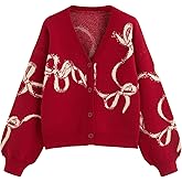 CIDER Fall Cardigan Sweaters for Women Trendy Bow Cardigan Long Sleeve Open Front Button Down Sweater Fall Fashion