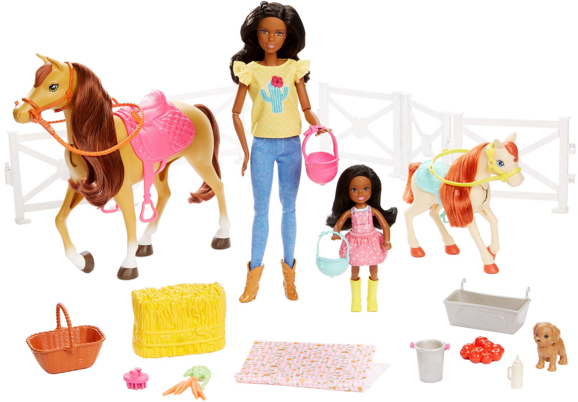 barbie pink passport ranch & 3 dolls