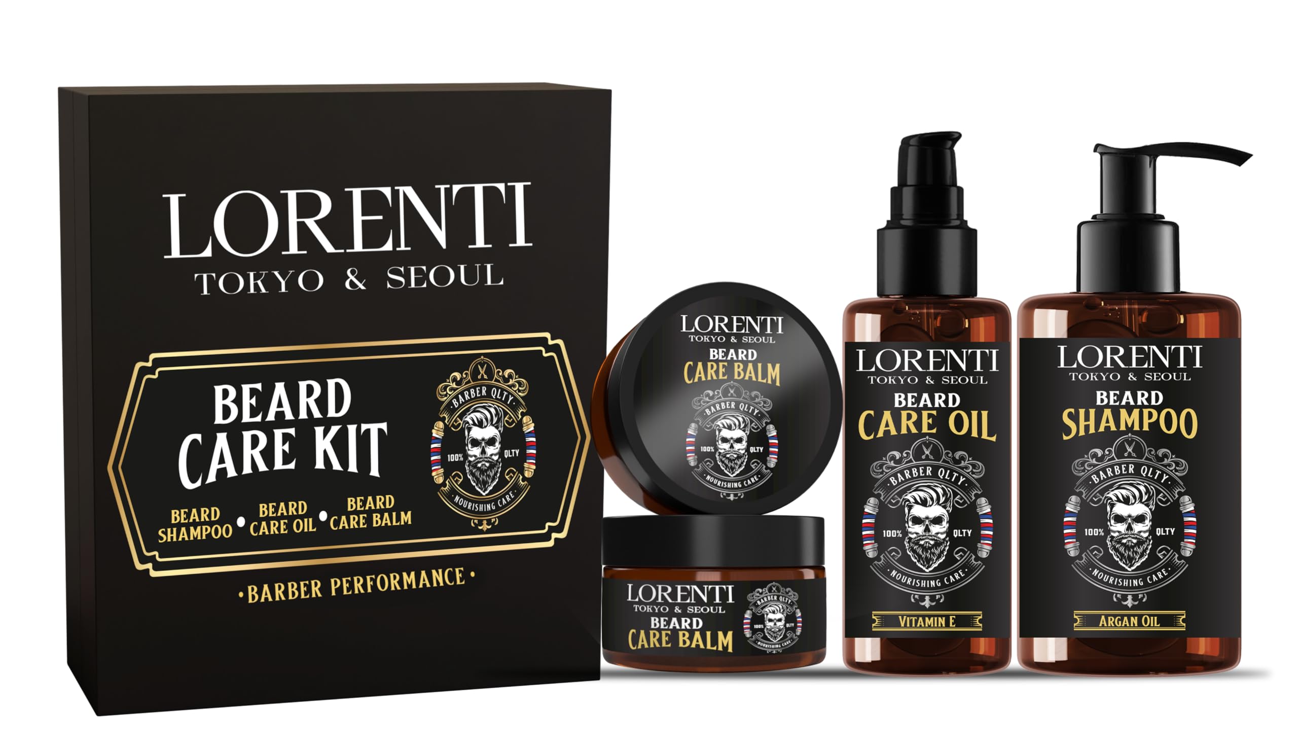 Lorenti Men Beard Care Kit | Shampoo 200ml & Beard Oil 100ml & Balm | Set Of 3