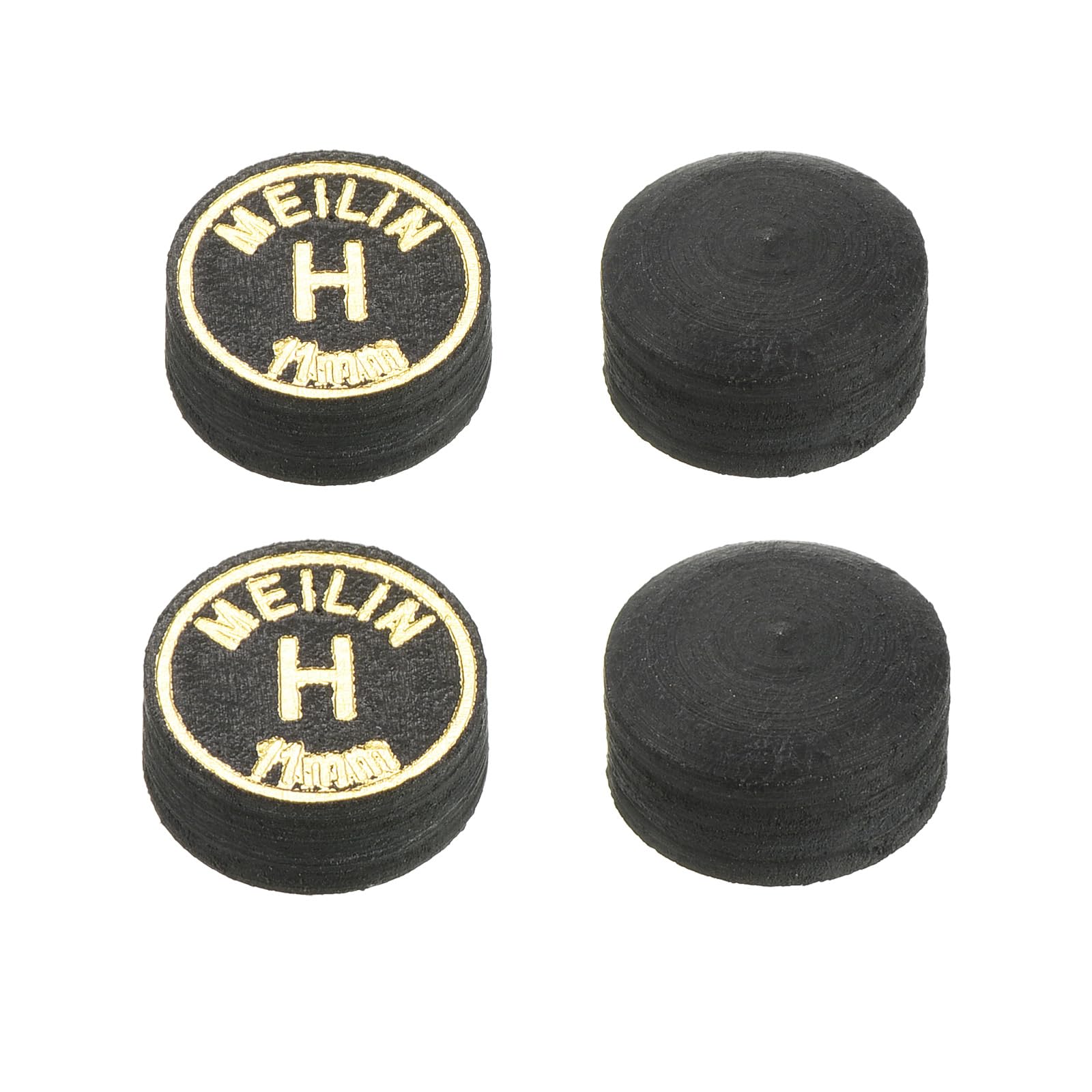 M METERXITY 4 Pack Pool Cue Tips - Laminated Billiard Cue Tips, Hard Multiple Layer Faux Leather, Apply to Pool Cues/Snooker (11mm Dia, Black) — image 1