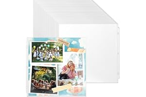Vmiapxo 100 Pack 12" x 12" Scrapbook Page Protectors, Craft Paper Protective Sleeves Photo Vinyl Storage Pockets Organizer Scrapbook Binder Album Supplies for 3 Ring D-Ring Binder