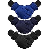 Hicarer 3 Pairs Kids Waterproof Winter Warm Snow Gloves for Boys Girls - Windproof Ski Gloves for Cold Weather