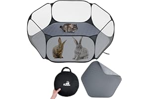 Pawaboo Small Animals Playpen with Pad, Waterproof Small Pet Cage Tent with Reusable Pad, Portable Outdoor Yard Fence for Chi