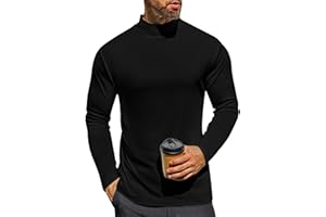 Ekouaer Men's Mock Turtleneck Shirts Long Sleeve Basic Turtle Neck Undershirt Lightweight Thermal Pullover Sweater