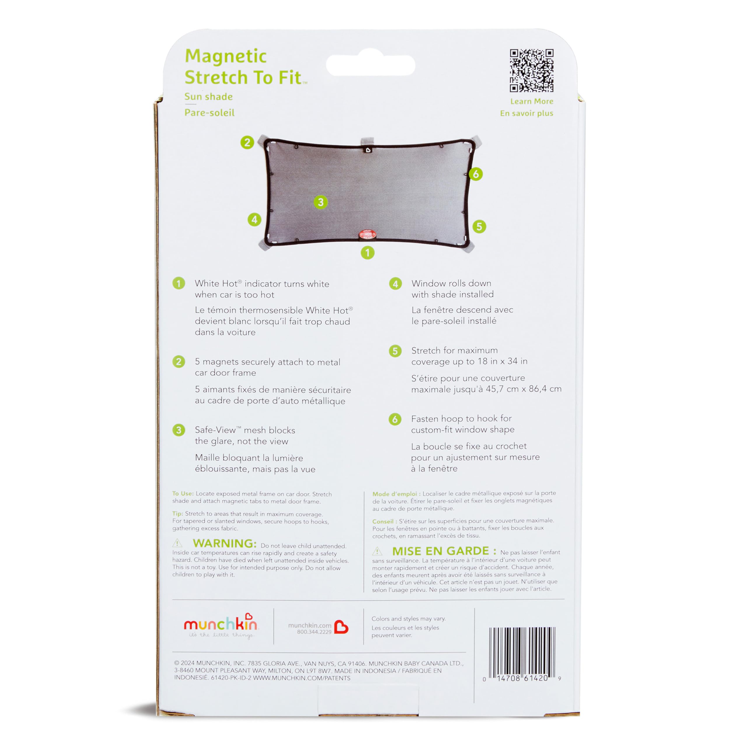 Munchkin Brica Magnetic Stretch to Fit? Sun Shade, Black, 1 Pack