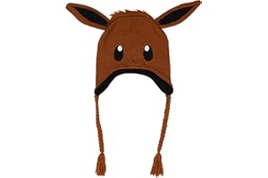 Bioworld Pokemon Eevee Cosplay Fleece Lined Laplander Beanie Cap Hat for Men Women OSFM Brown
