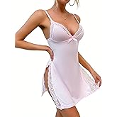 allribelly Sexy Slip Nightgowns for Women Sleeveless Sleep Shirts Chemise Night Lingerie Dress
