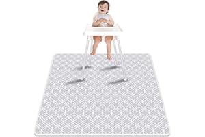 Paw Legend Washable Highchair Splat Floor Mat- Anti-Slip Silicone Spot Splash Mess Mat(53'' X 53'')-Food Catcher Art Craft Leak Proof Mat,Diamond