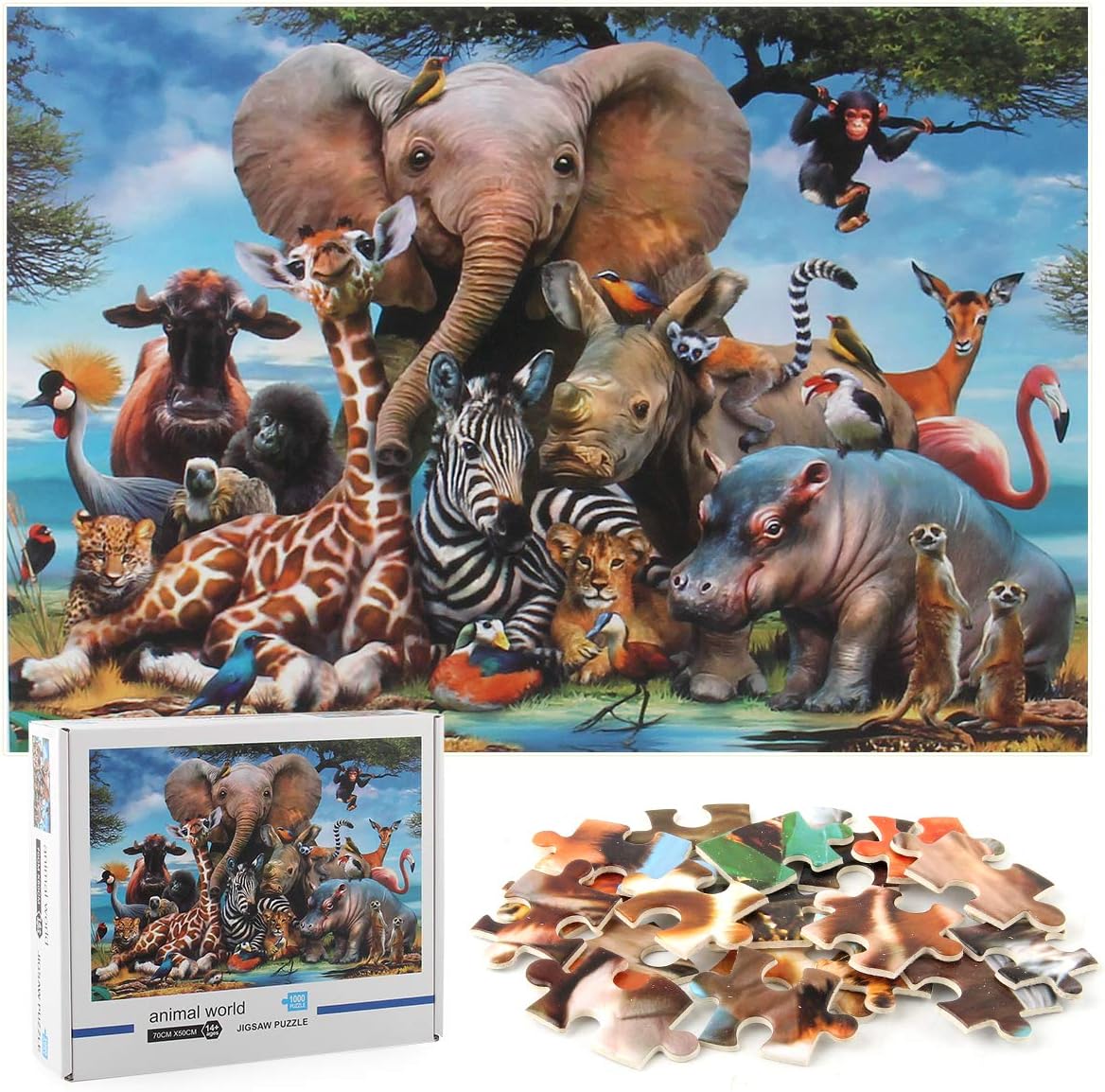 1000 Piece Jigsaw Puzzles for Adult Kids Animal World Elephants ...