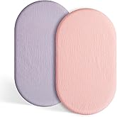 TILLYOU Muslin Bassinet Sheets Girls Boys, 100% Cotton Bassinet Sheets, Fit Oval, Rectangle and Square Mattress, 2 Pack,Light Purple&Light Pink