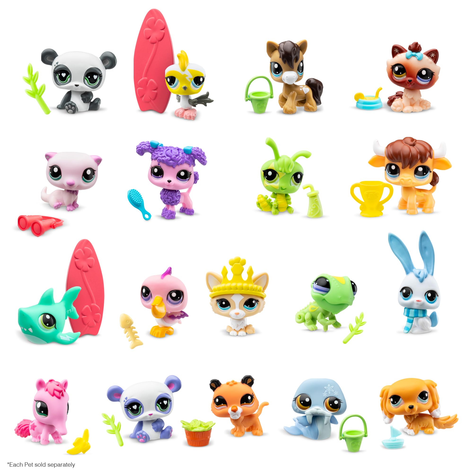 Littlest Pet Shop 18 Pets Collector Set, Pet Surprise Display - Gen 7, Pets #1 - #18, Authentic LPS Bobble Head Figure, Collectible Imagination Toy Animal, Kidults, Girls, Boys, Kids, Tweens Ages 4+