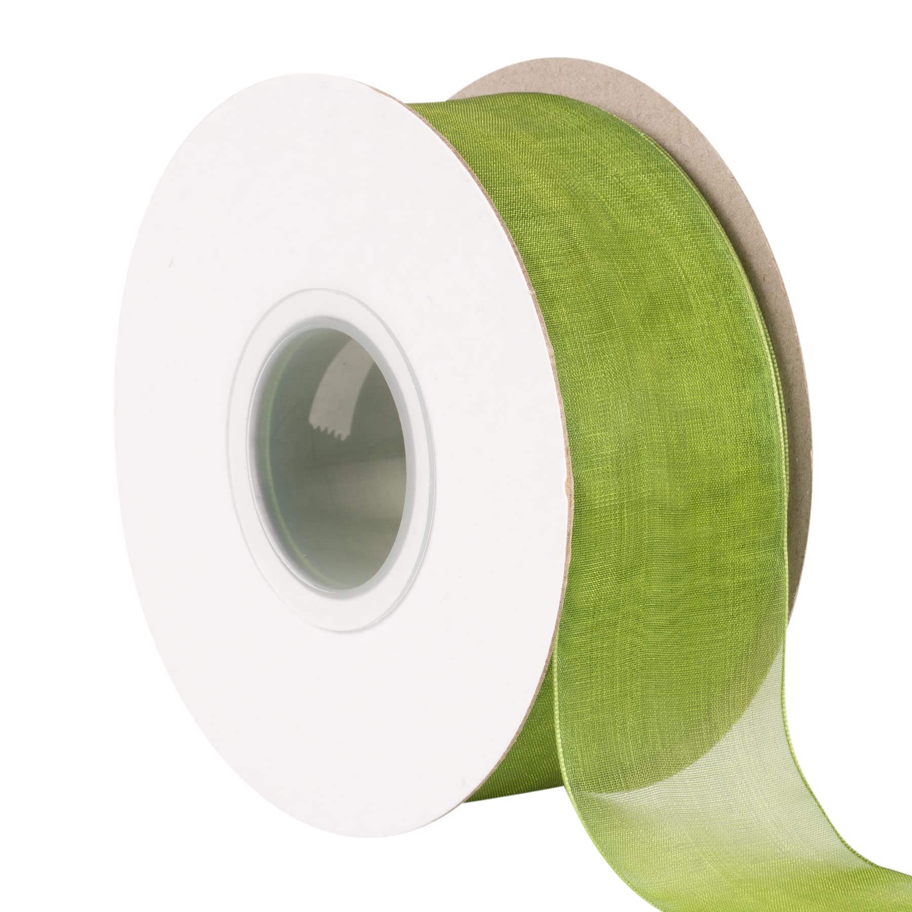 TEKDEERE 38mm Sheer Organza Ribbon,Moss Shimmer Chiffon Ribbon for DIY Crafts Wedding Party Decorations, Gift Wrapping Bridal Bouquets (45M)