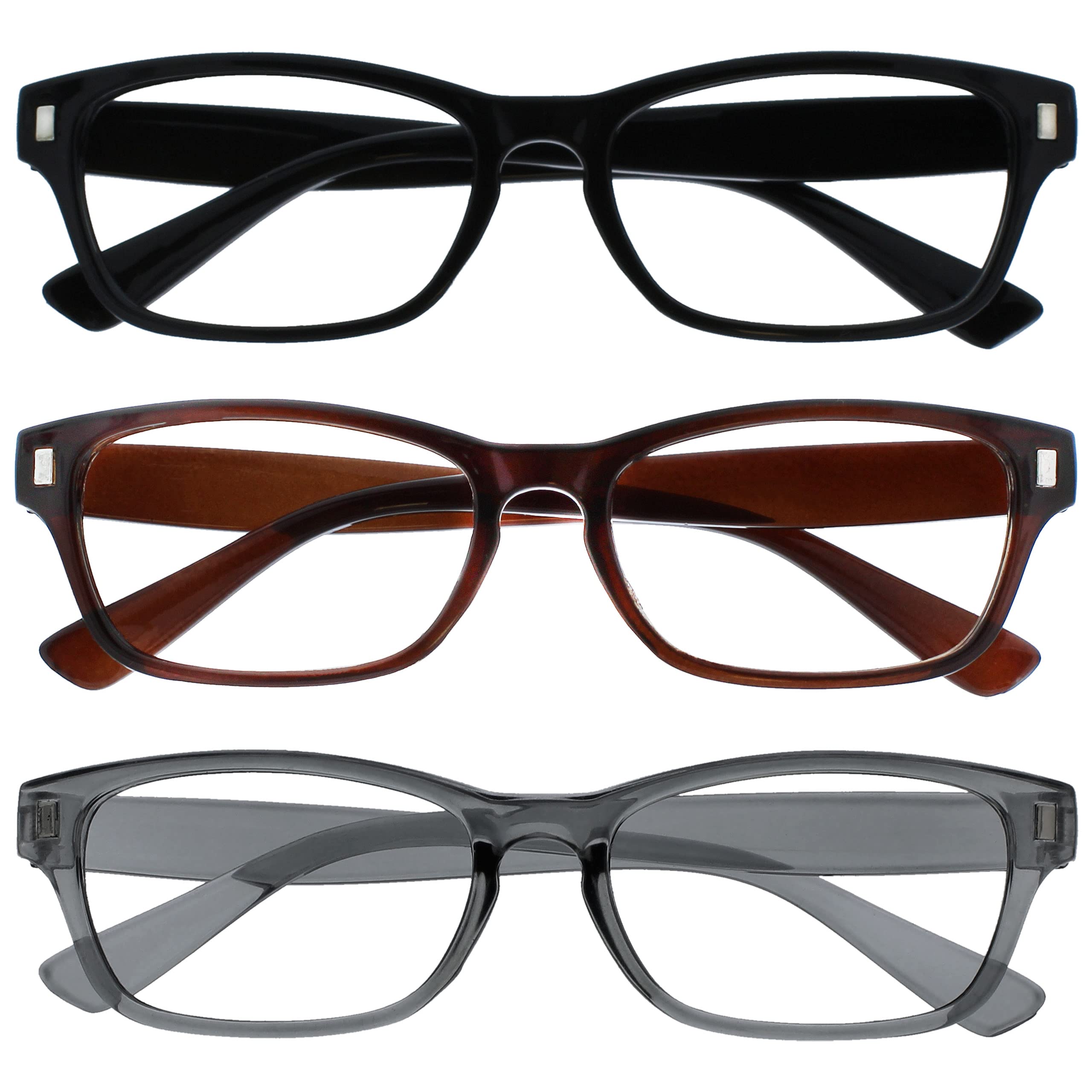 OPULIZE Reading Glasses Black Brown Grey Readers Value 3 Pack Mens Womens RRR77-127 +1.00 — image 1