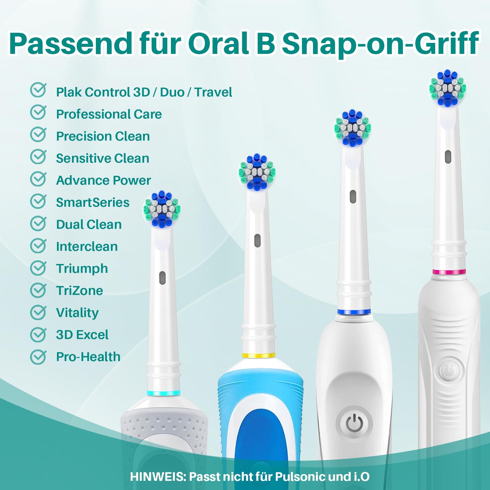 REDTRON Ersatzbürstenköpfe für Oral B, 8 Pack elektrische Zahnbürstenköpfe für Oral B Braun, Classic Precision Clean Bürstenköpfe Fit Professional Care, Vitality Pro Smart Genius Series und mehr,Weiß 3