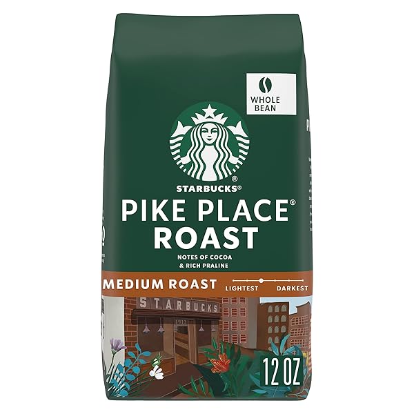 STARBUCKS WHOLE BEAN COFFEE, MEDIUM ROAST COFFEE, PIKE PLACE ROAST, 100% ARABICA, 1 BAG (12 OZ)