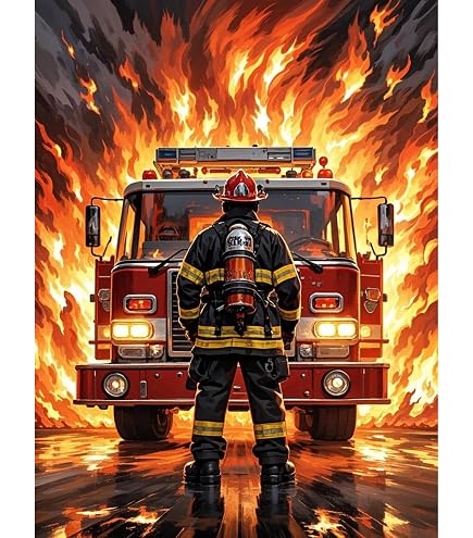 Amazon.com: Firefighter Fireman Flame Diamond Art Kits for Adults