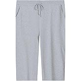 Weintee Women's Plus Size Drawstring Cotton Knit Capris with Pockets