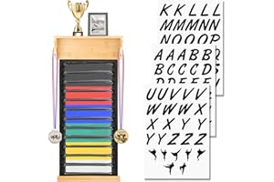 JuxYes 12 Belts Karate Belt Display Rack with Trophy/Photo Rack, Martial Arts Belt Display Holder with Medals Hanger and Stic