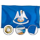 XIFAN Premium Louisiana State Flag 3x5 ft Outdoor, Double Sided Embroidered Pattern, Heavy Duty 210D Nylon LA Flags, the Strongest Longest Lasting for Outside with Sewn Stripes/Brass Grommets