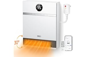 Dreo Smart Wall Heater, IP24 Electric Space Heater with ALCI Plug for Indoor Use, 30° Oscillation, Adjustable Thermostat, Rem