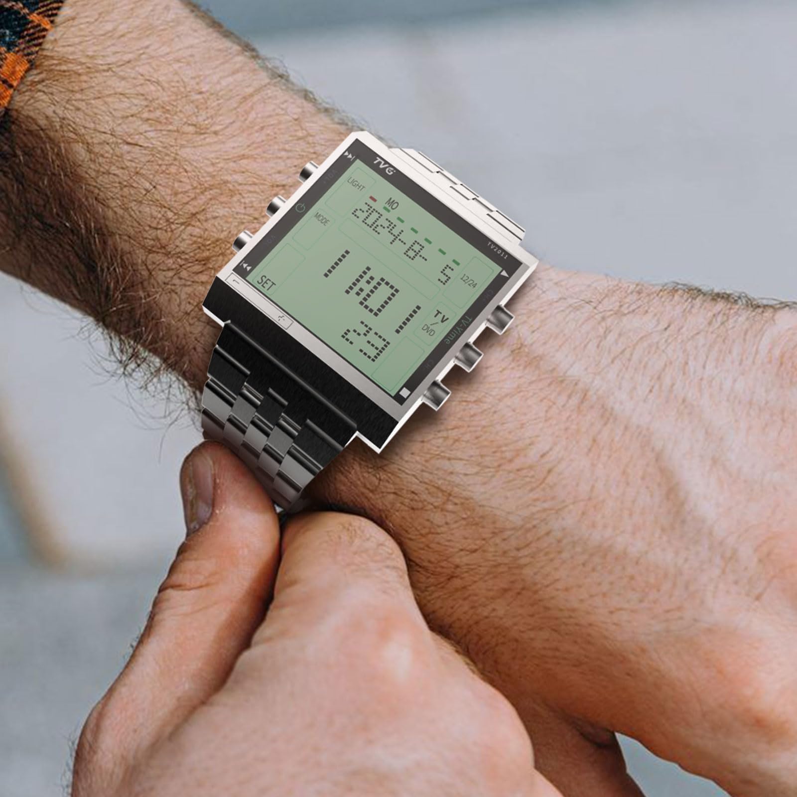 TVG Digital Watch for Men, Military Waterproof LED Sports Watch with Remote Alarm, Stopwatch and Digital TV, Casual Wrist Tactical Watch for Men