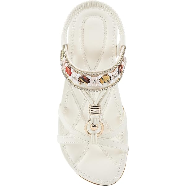 Amazon.com | Alicegana Womens Sandals Shoes Comfort Walking with Non Slip  on Casual Summer Beach Shoes Dress Ankle Elastic Jeweled Bohemian Flats |  Flats