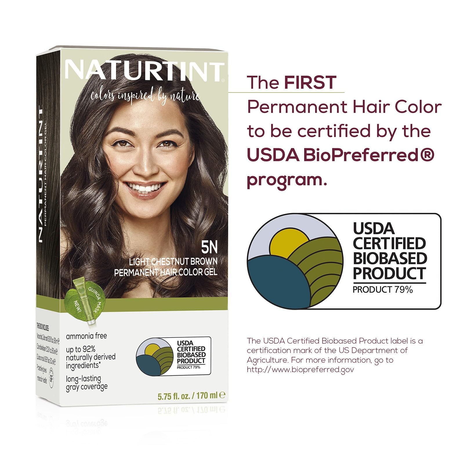 Naturtint 5N Light Chestnut Brown Permanent Hair Color (Pack of 1), Ammonia Free, Vegan, Cruelty Free, up to 100% Gray Coverage, Long Lasting Results (Packaging may vary)