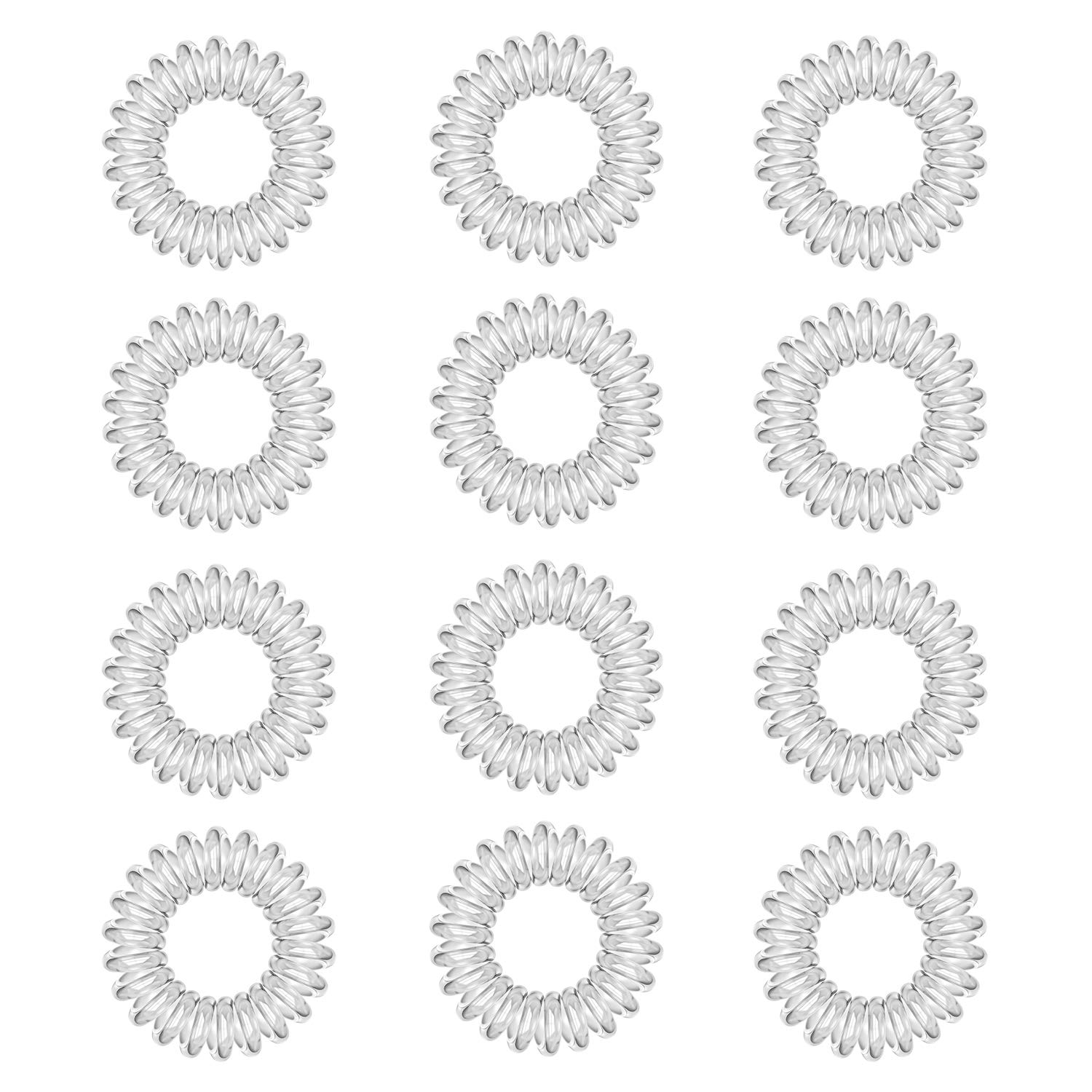 Spiral Hair Ties, 12pcs Clear Plastic Hair Coil Bands, Spiral Ponytail Holder Phone Cord Bobbles Bands Set for Women Girls Hair Accessories