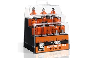 Yueqing Zhongji 1/4 Shank Router Bit Router bits 1/4 Shank-6.35MM Shank 12 Piece Router bit Set Tungsten Carbide Router Bit P