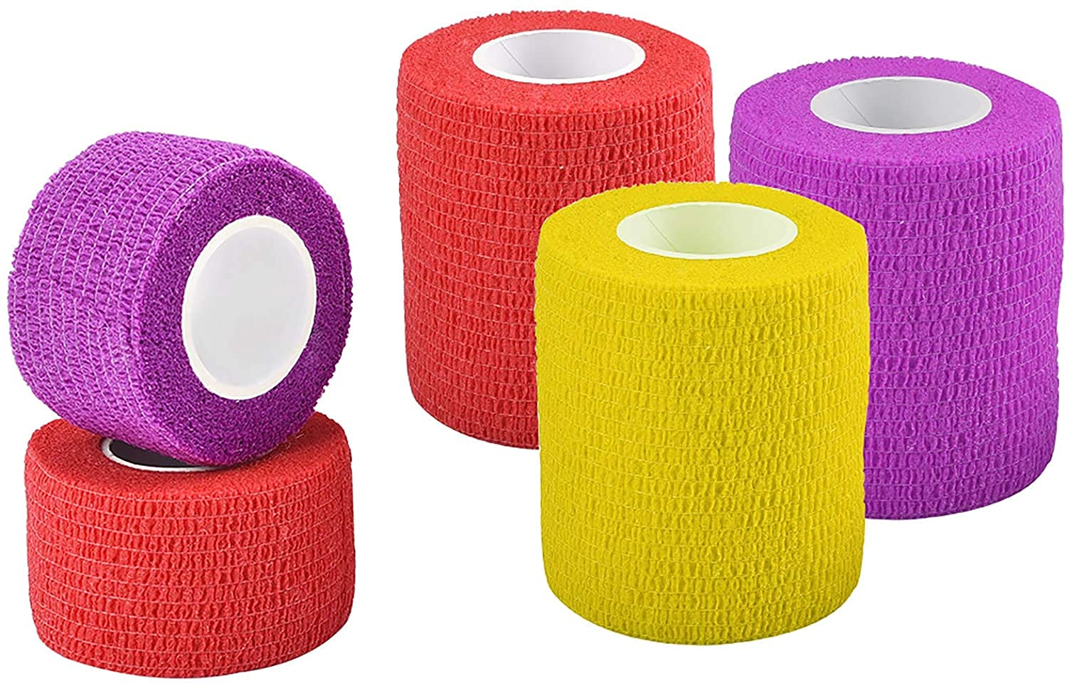 Jalan Self Adherent Bandage, Pet Vet Wrap bulk stretch Tape for Wrist, Ankle Sprains & Swelling, Assorted Color Pack of 5