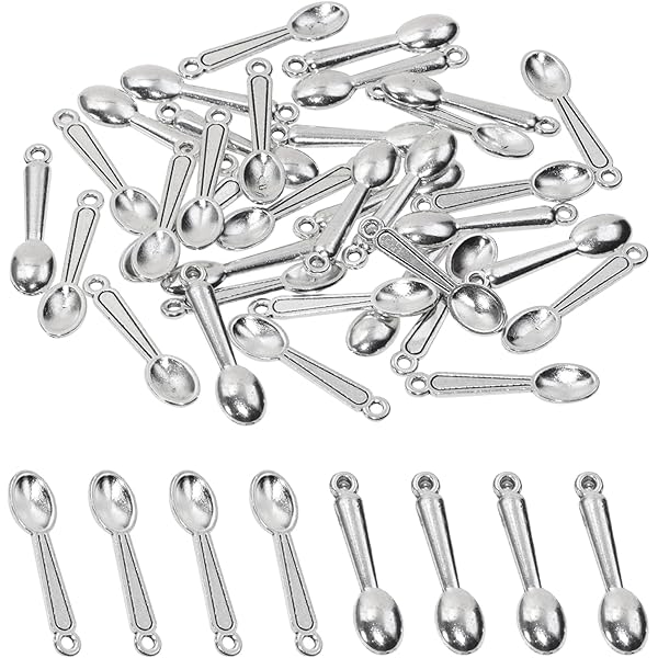 160 Piece Antique Silver Tablespoon Charms - Jewelry Making Supplies For Crafters | Bulk Spoon Pendant Findings