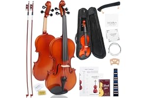 Violin 4/4 Full Size Kit for Beginners, Glossy Violin Fiddle Set for Students Age 12+ with Violin Case, Bow, Rosin, Fingerboa