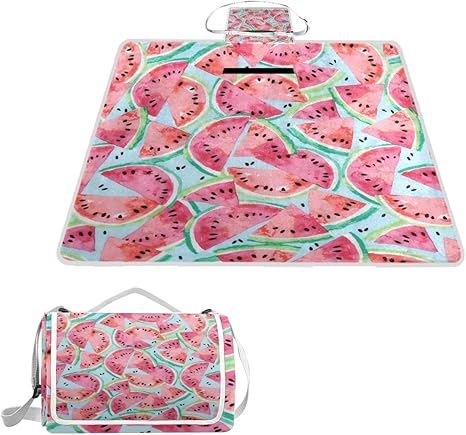 Bennigiry Picknick-Decke mit Wassermelonen-Motiv, extra groß, faltbar
