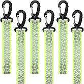 6 PCS Reflective Straps, Green Reflective Backpack Tags Bicycle Reflectives Pendant Glow in the Dark Keychain Safety Night Reflector Pendants for Clothes Cycling Walking Running Climbing Camping