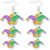 MAQVQLU Mardi Gras Earrings for Women Mask Lobster Crown Earrings Mardi Gras Accessories