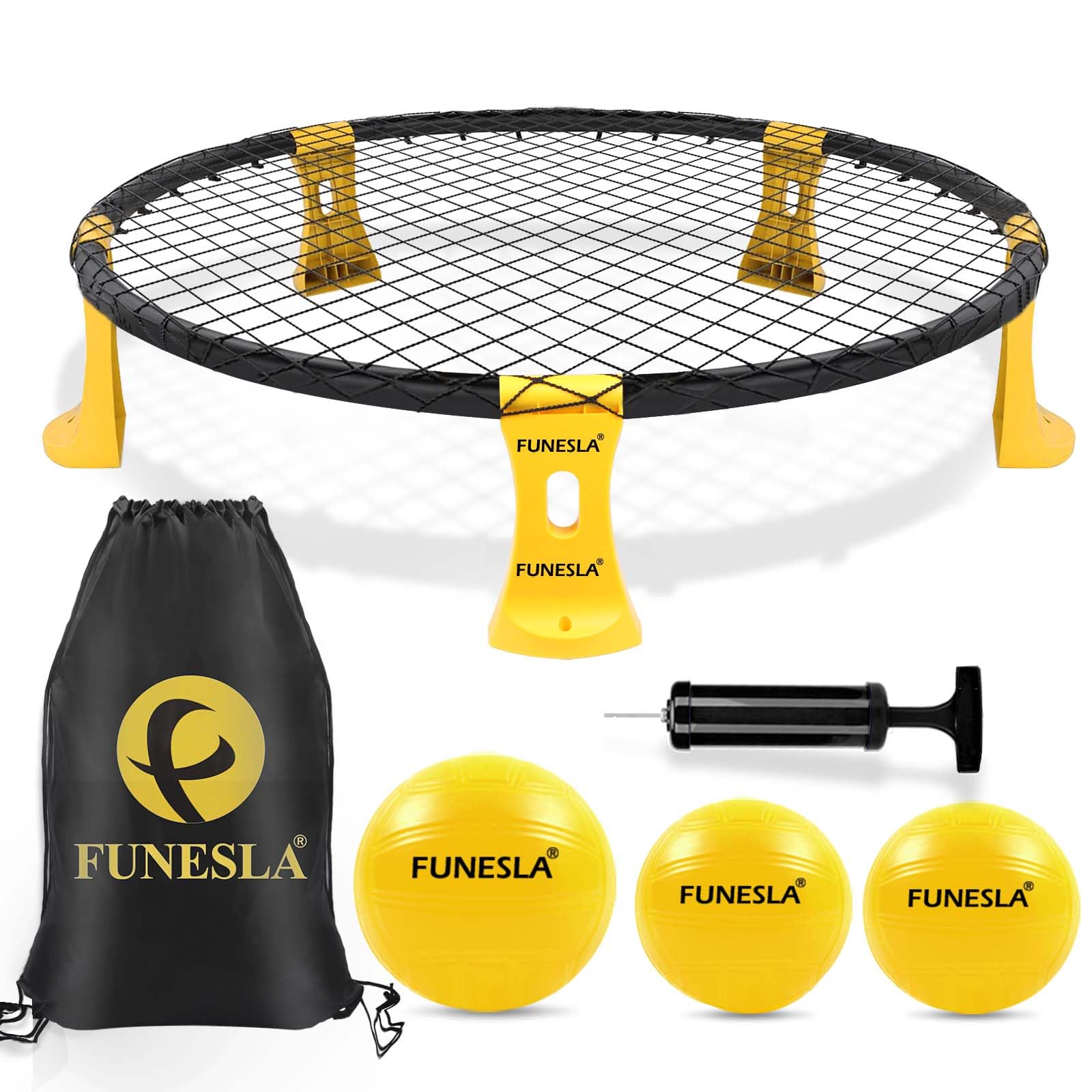 Photo 1 of Outdoor Beach Ball Game Set Includes Standard 3 Balls,Net, Carring Case and Instruction Roundnet Game Set Beach Lawn Backyard Yard Ball Game Outdoor Indoor for Adults and Family