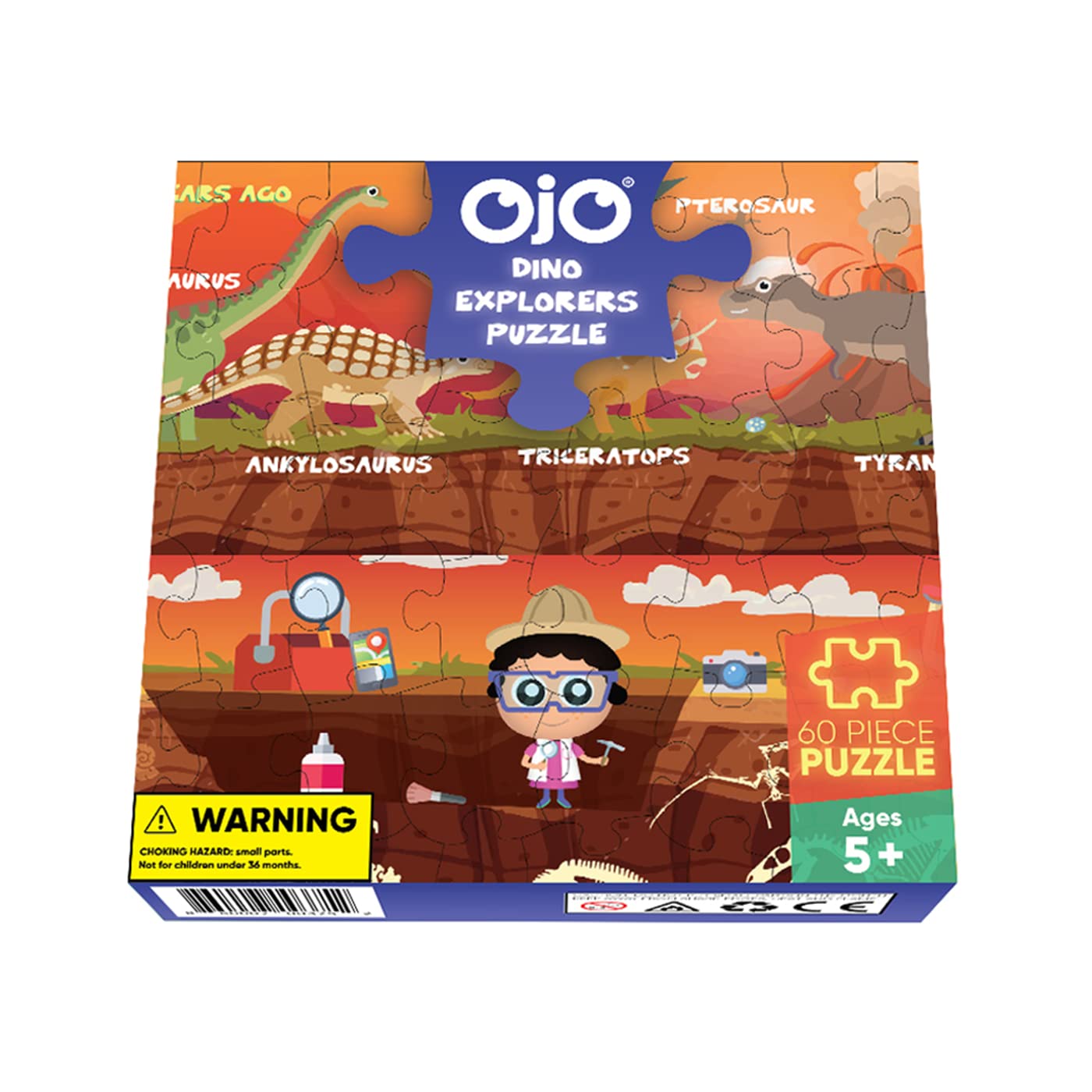 OjO Dino Explorers 60 Piece Science Puzzle for Kids | Childrens Puzzle | Dinosaur Puzzle Ages 5+