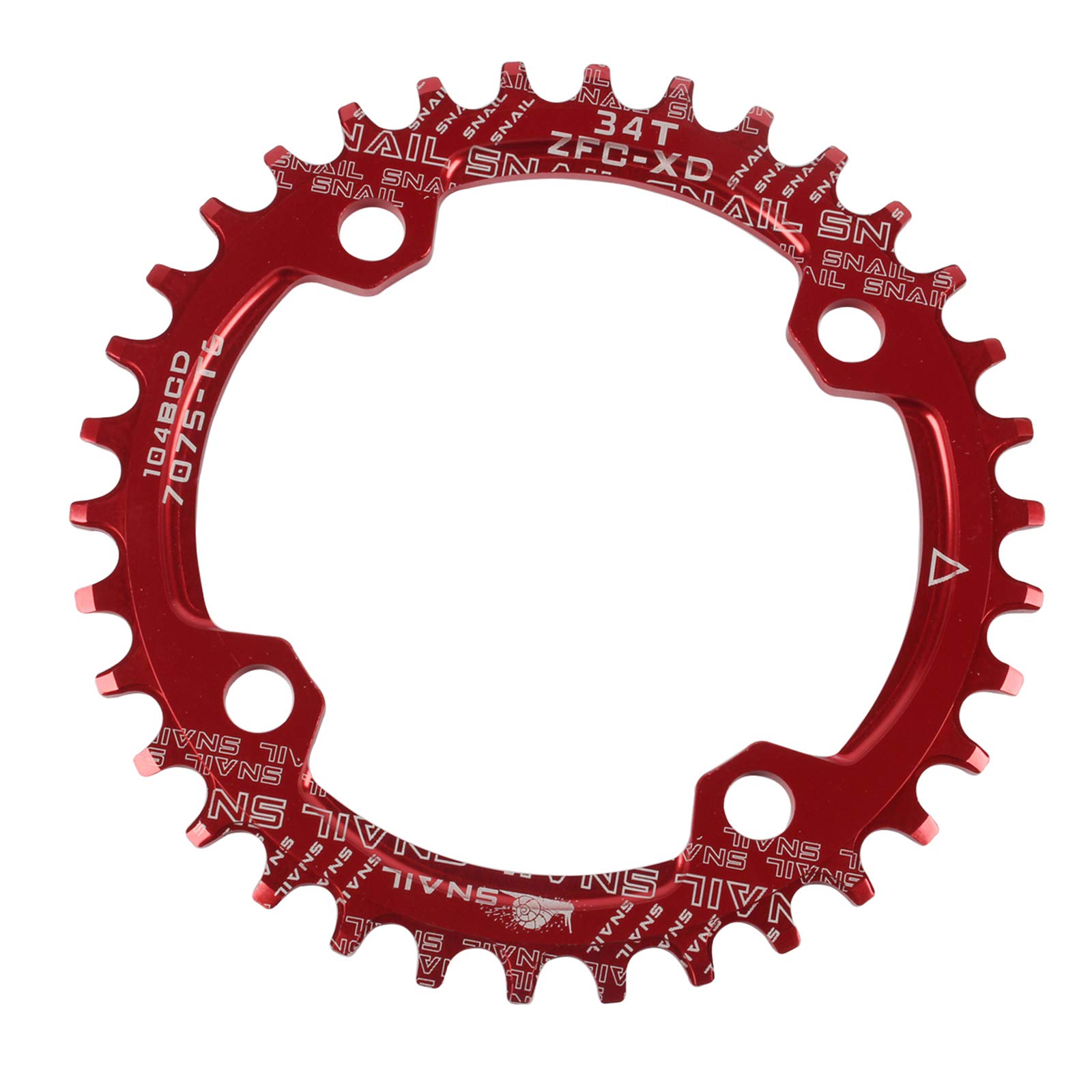 Newgoal BCD104 narrow width single chain link, crank single chain link 32T/34T/36T, used for road bikes, mountain bikes to refit single chain discs, red