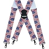 MELOTOUGH Men's Suspender 1.5/2 Inch Wide Suspenders Full Elastic X Back Suspender with Snap Hooks