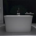 Tubcraft 47" Japanese Soaking Freestanding Bathtub, Stone Resin Deep Soaking Bathtub Solid Surface Stand Alone Bathtub with Pop Up Drain and Overflow, cUPC Certified, Matte White DJ003-1200