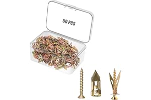 GHAPPINESS 50 PCS Self Drilling Drywall Anchors with Screws Kit, Heavy Duty Drywall Anchors, 0.47 * 1.57'' Self Drilling Anchors and 0.15 x1.77'' Screws