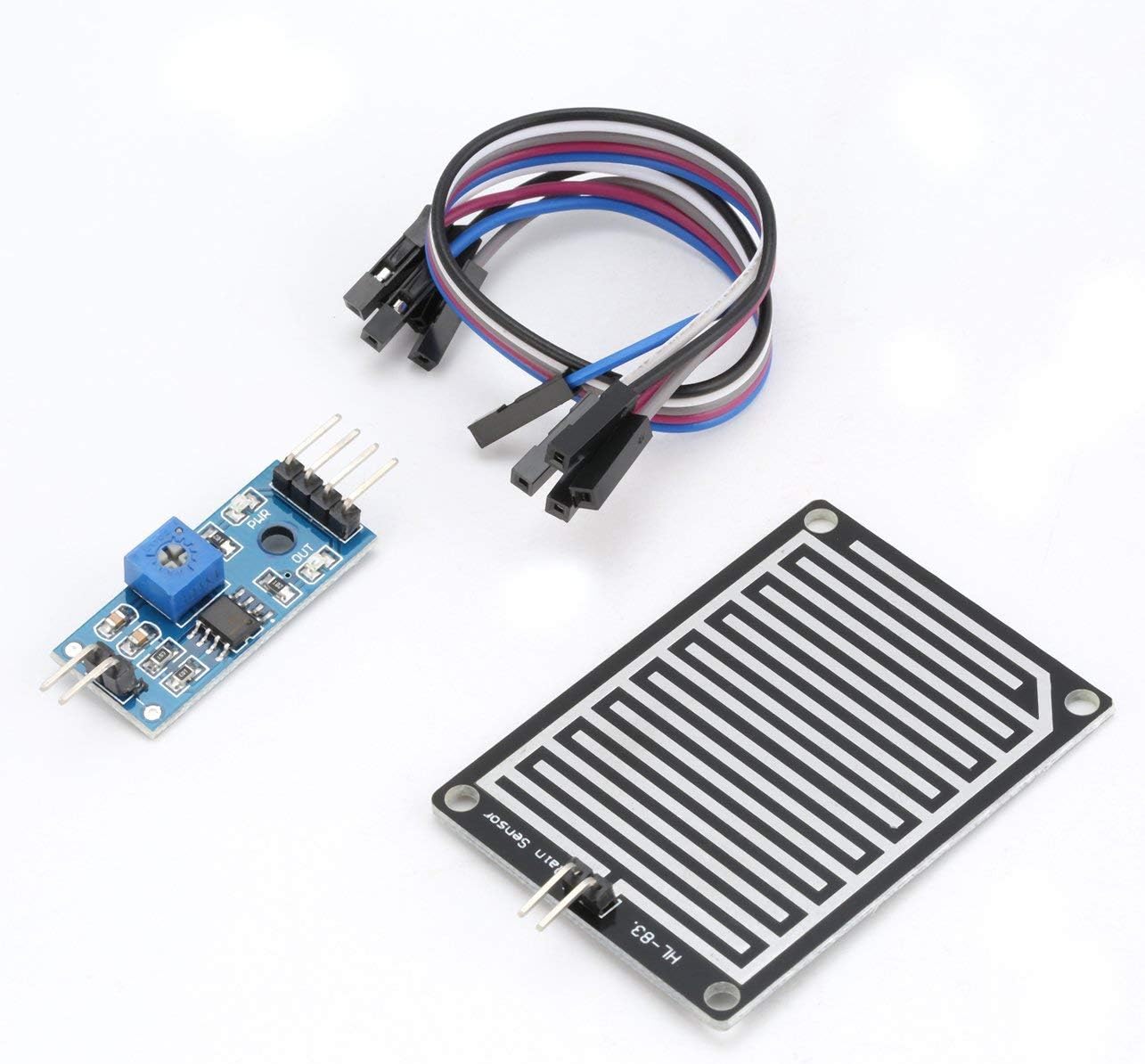 5V LED Rain Sensor Raindrops Water Detection Humidity Moisture Module Kit for Arduino Weather Detector Monitor with Cable