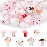 Ornaland 30 Pcs Mushroom Lampwork Glass Beads for Jewelry Making Bulk Cute Cartoon Mushroom Handmade Spacer Beads for Jewelry Making Bracelets Earrings Necklaces DIY Crafts(8 Style)